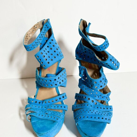 JustFab Traylene Blue Strappy High Heels Women's Size 9 - Picture 2 of 7